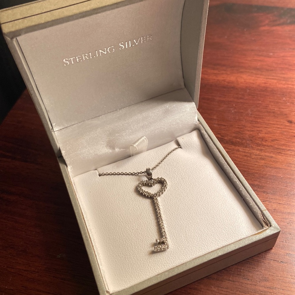 Sterling silver key necklace